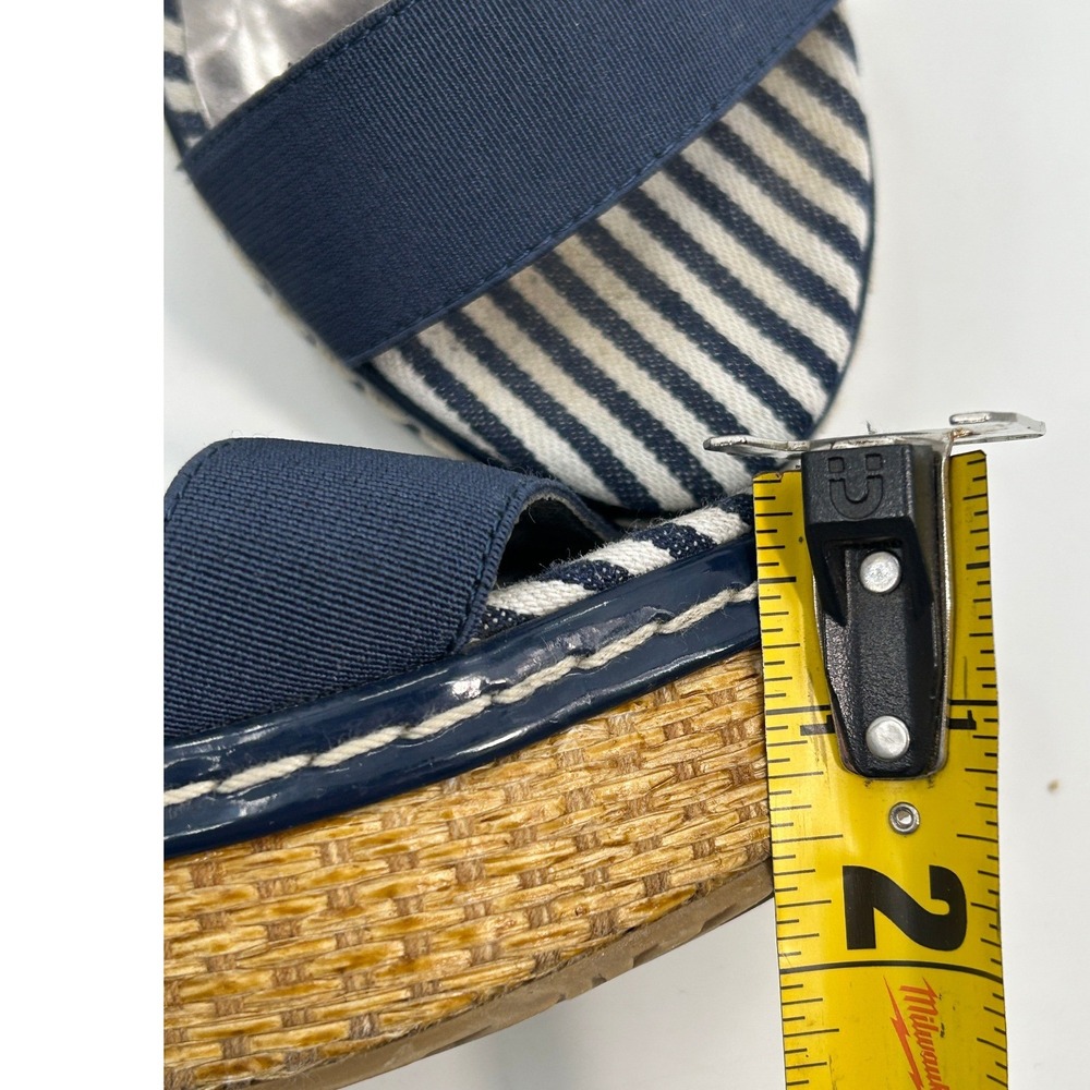 Charles David Navy Espadrille Wedges Coastal Chic Resort Sandals 8.5 - Picture 9 of 11